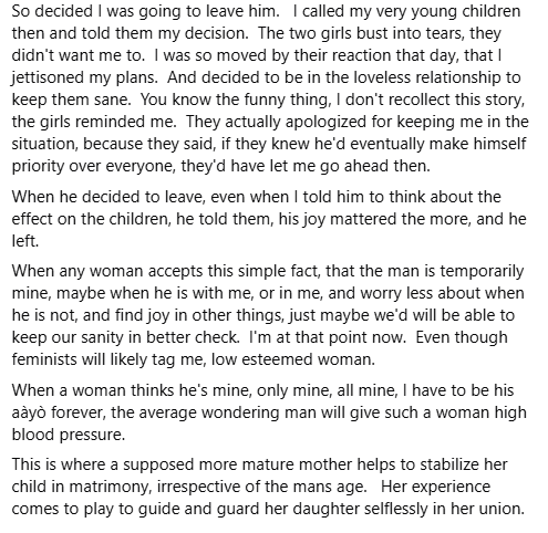 A man will choose his joy over family - 60-year-old Nigerian woman reveals the crazy things she accepted about men and relationships after her divorce