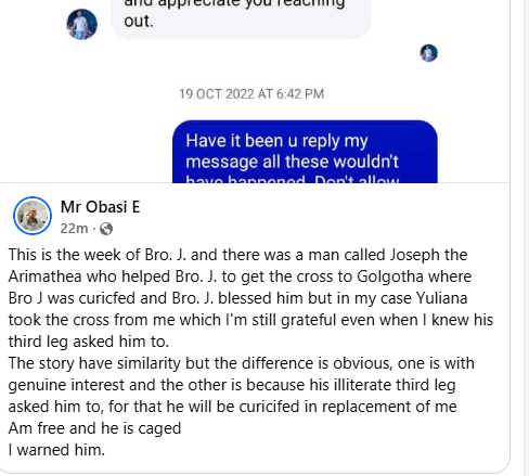 Actress, Judy Austin?s ex-husband, Emmanuel Obasi, shares message he sent to Yul Edochie in 2022 warning him not to allow a woman bring him down