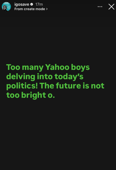 Too many Yahoo boys delving into today?s politics- comedian, I Go Save