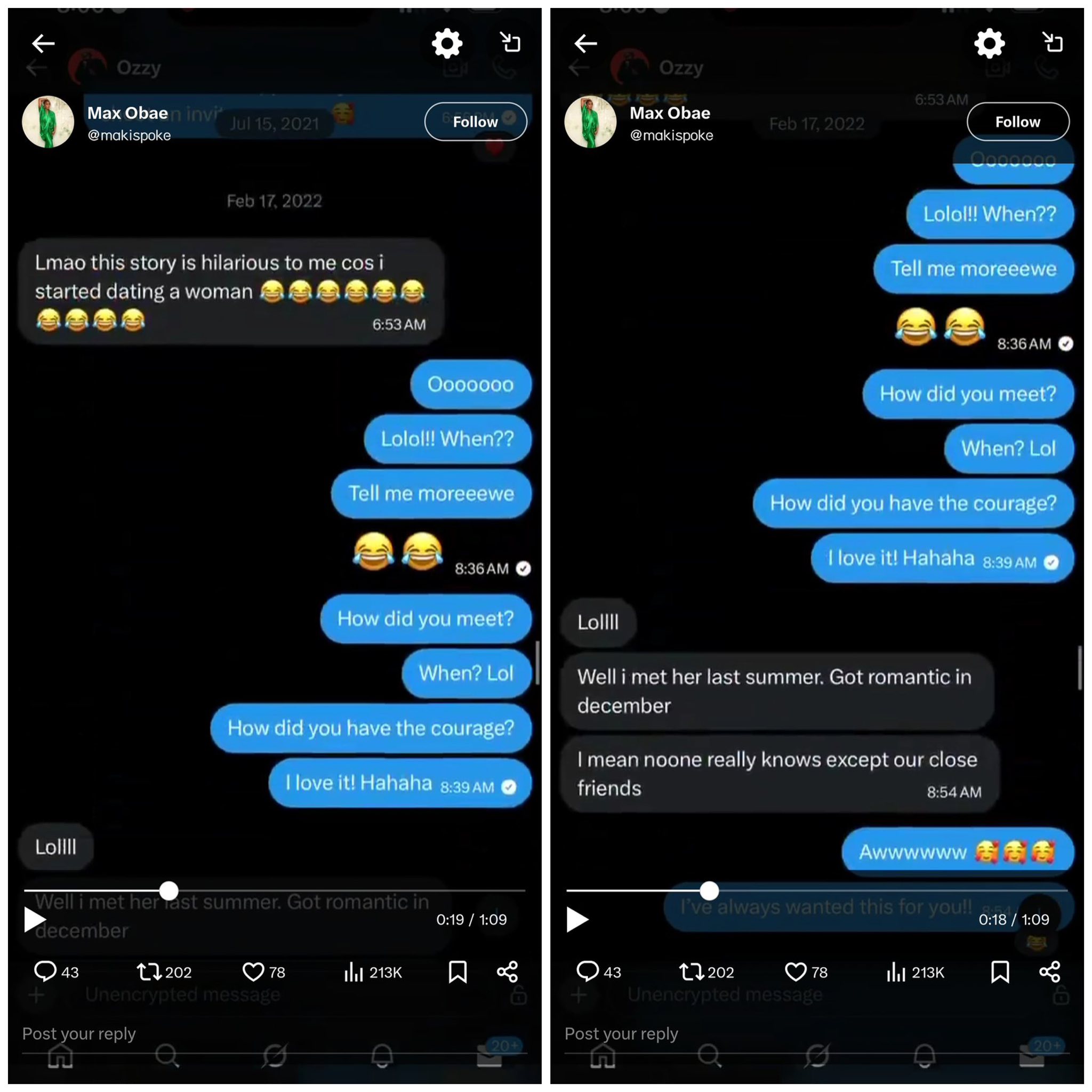 Popular feminist Ozzy Etomi deactivates her Twitter account after old alleged DMs with Ezra?s b!s3xual ex-girlfriend revealed that she called Toke Makinwa a ?runs girl?