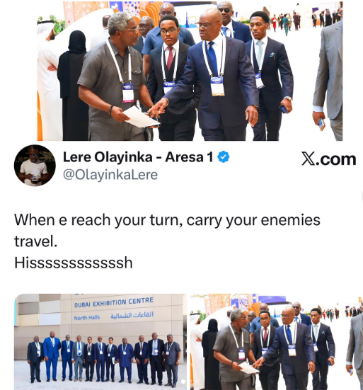 Wike?s media aide, Lere Olayinka, clapsback at h@ters criticizing his boss for taking his sons to an official engagement in Dubai