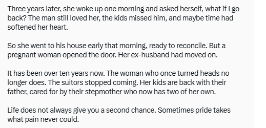 Life does not always give you a second chance - Nigerian man shares story of a lady who walked out of her marriage after her husband cheated