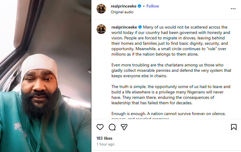 Prince Eke discussing the implications of APC's governance