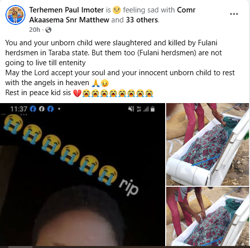 Pregnant woman reportedly k!lled by suspected herdsmen in Taraba