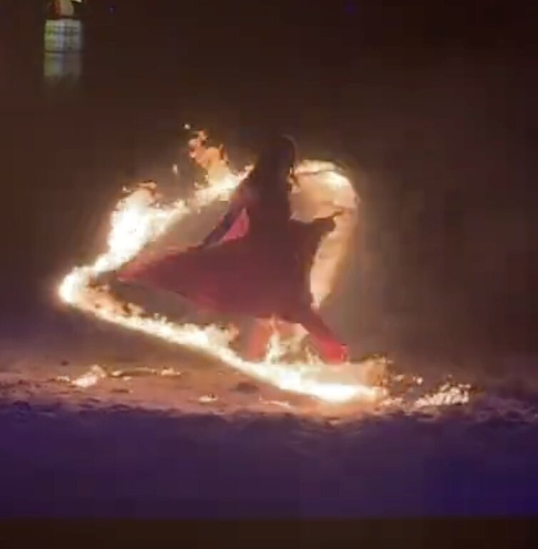 Terrifying video shows moment dancer is engulfed in flames during zoo performance