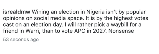 I would rather pick a waybill for a friend in Warri, than to vote APC in 2027 - Isreal DMW