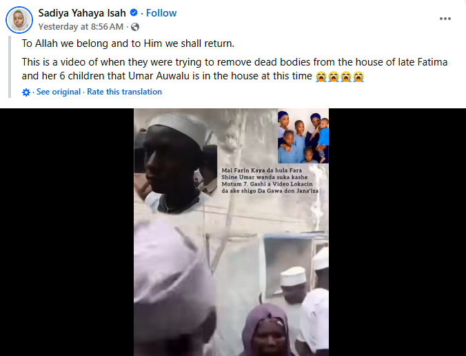 Nephew who k!lled his aunt and her six children in Kano caught on camera at m8rder scene (video)
