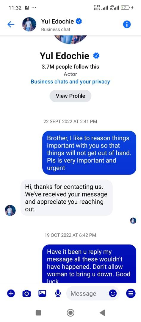 Actress, Judy Austin?s ex-husband, Emmanuel Obasi, shares message he sent to Yul Edochie in 2022 warning him not to allow a woman bring him down